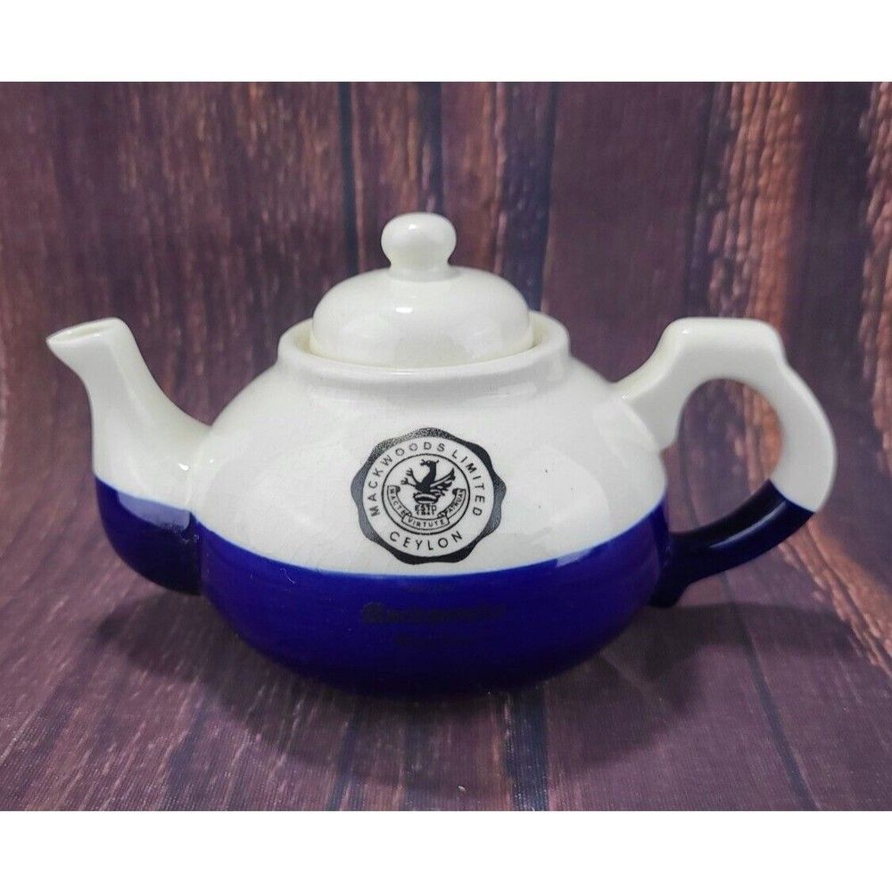 Miniature Tea and Teapot Blue and White By Mackwoods Of Ceylon Rare